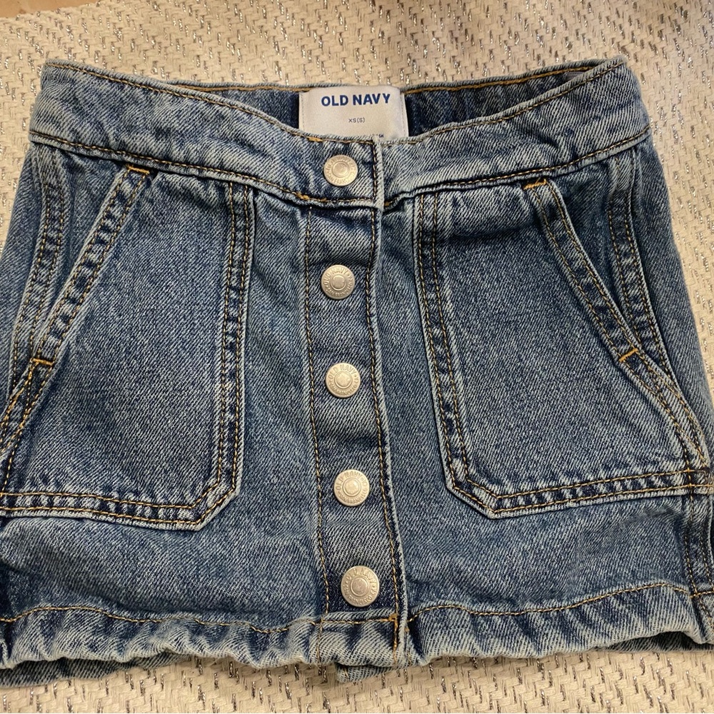 Old Navy Blue Denim Button-Front Skirt